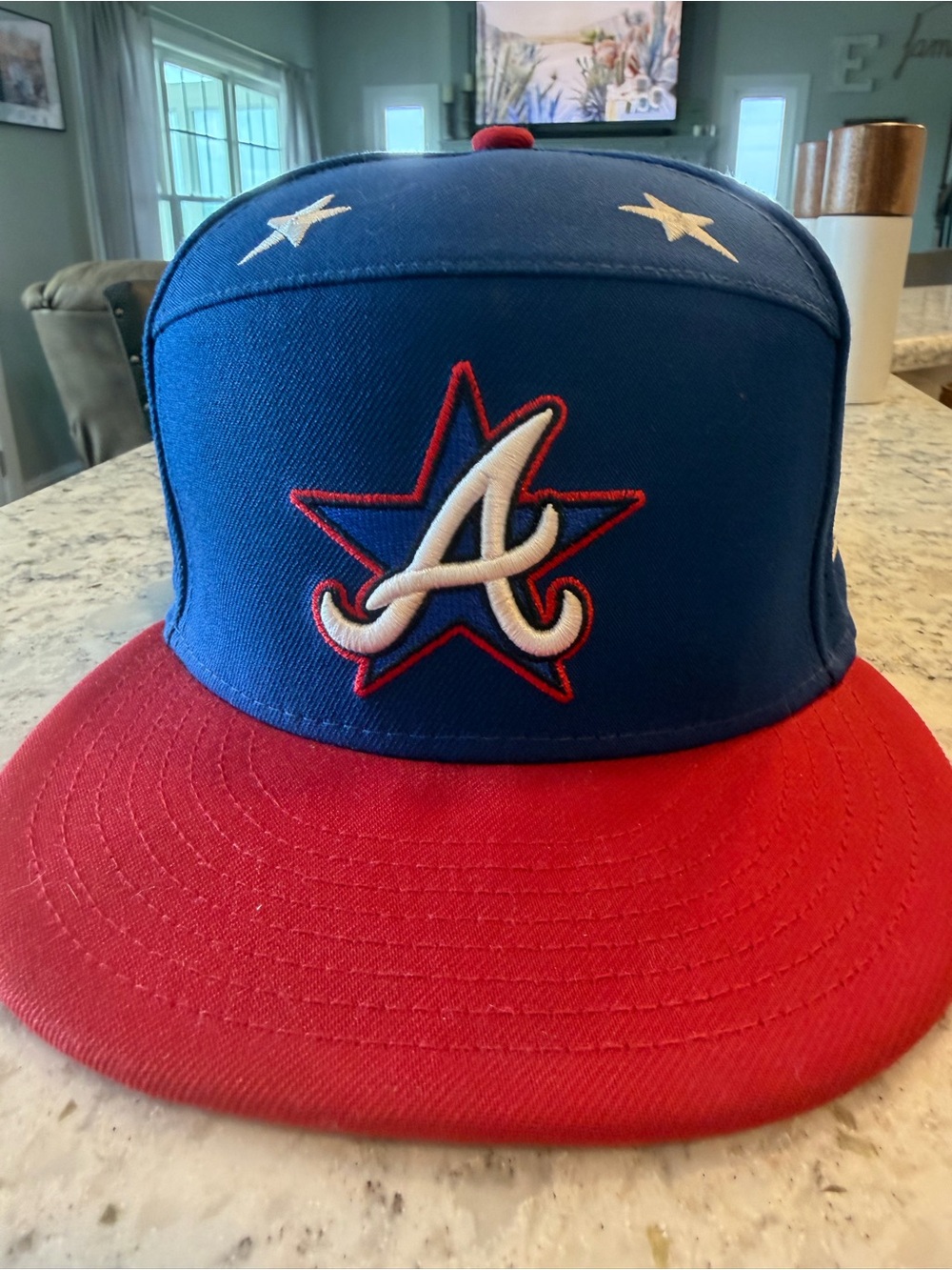 All Star Hat. New Era Blue and White 59FIFTY Fitted Baseball Cap